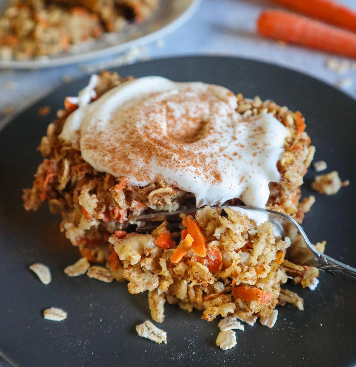 Carrot Cake Baked Oats with Cream Cheese Frosting