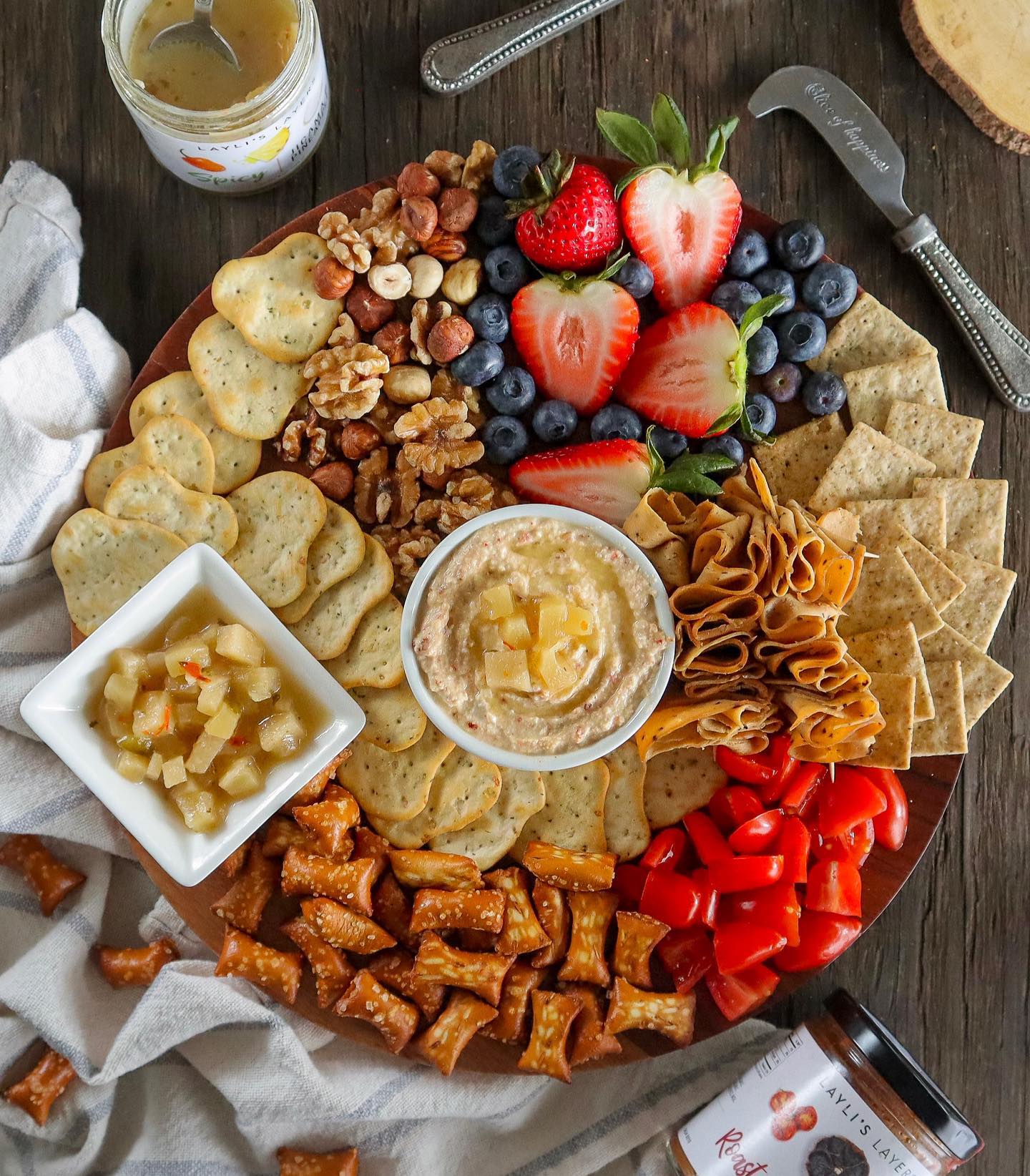 Vegan Charcuterie Board with Creamy Cheese Dip