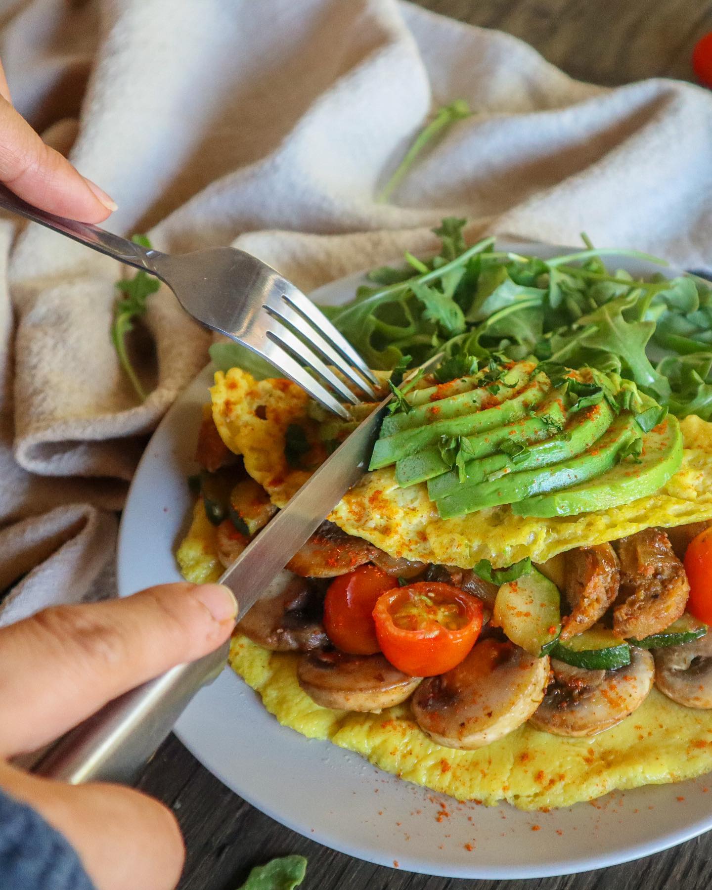 Vegan Omelette with Vegetables and Herbs