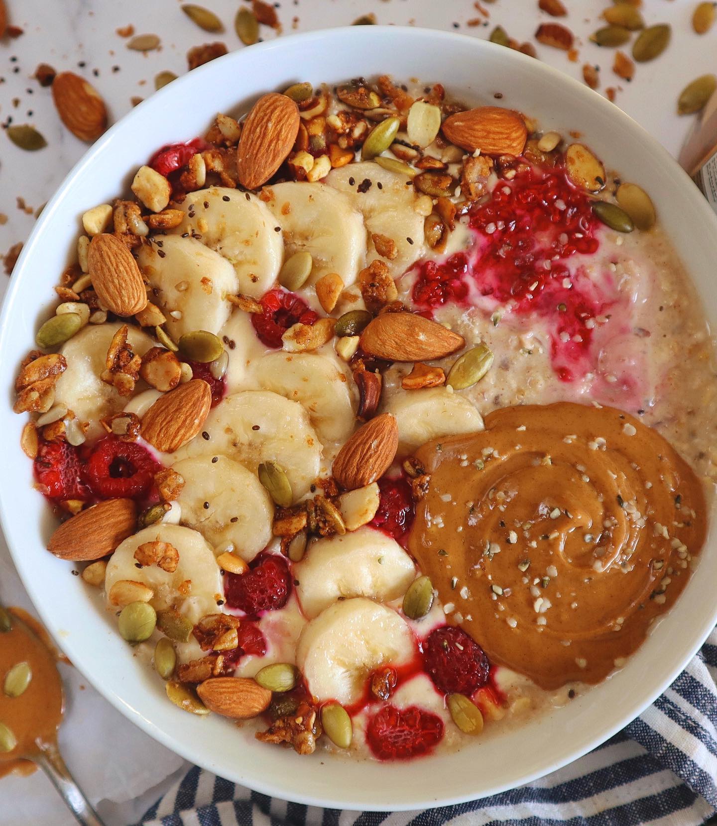 Hearty Oatmeal Bowl with Fruits and Seeds
