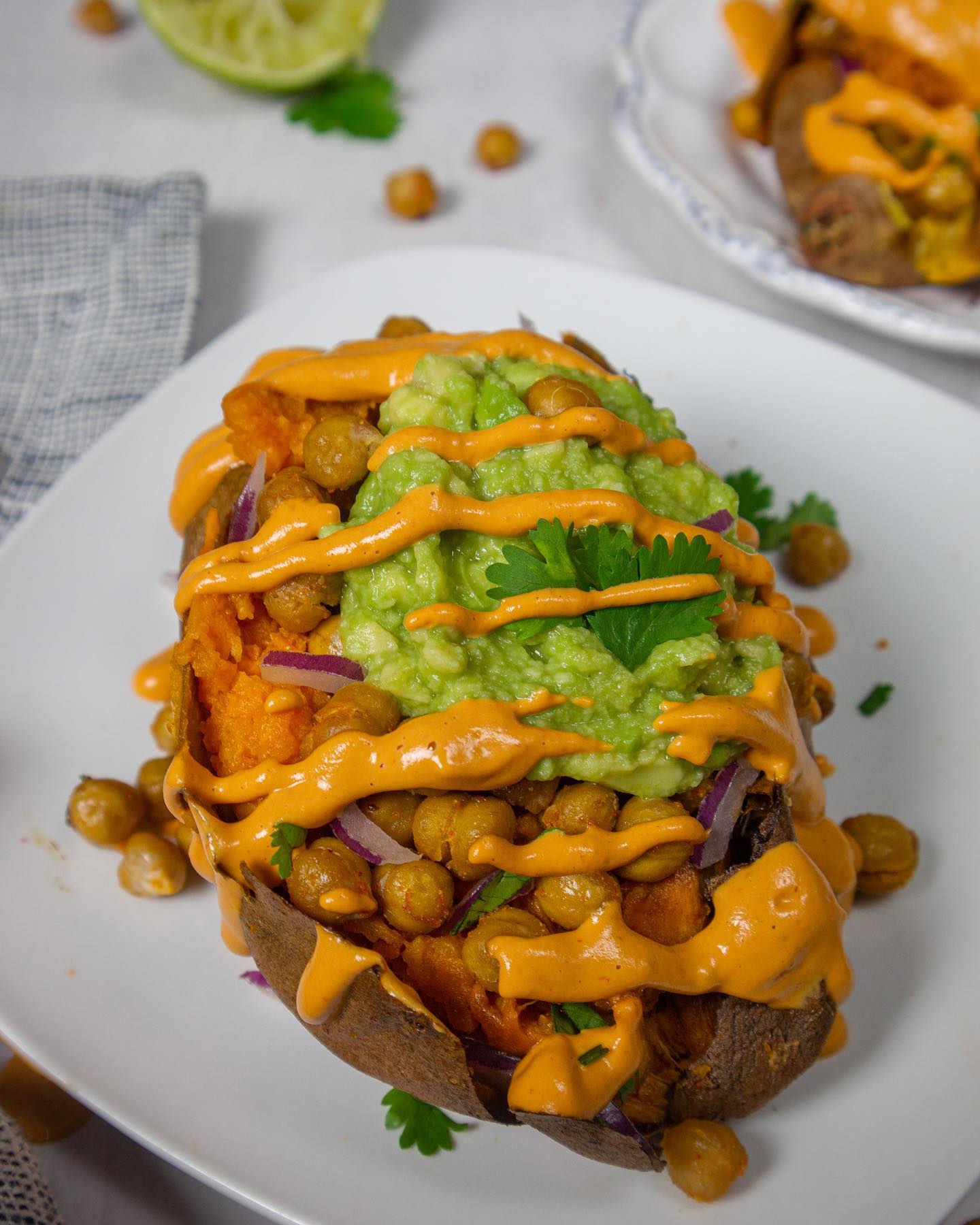 Flavorful Stuffed Baked Sweet Potatoes with Creamy Chipotle Sauce