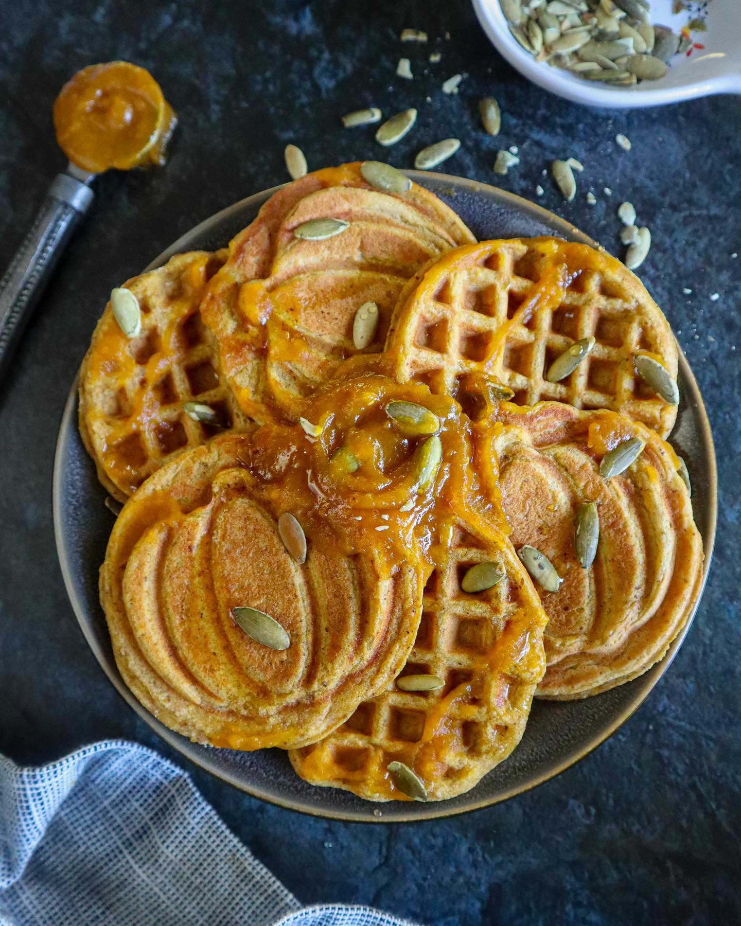 Vegan and Gluten-Free Pumpkin Waffles with Pumpkin Glaze