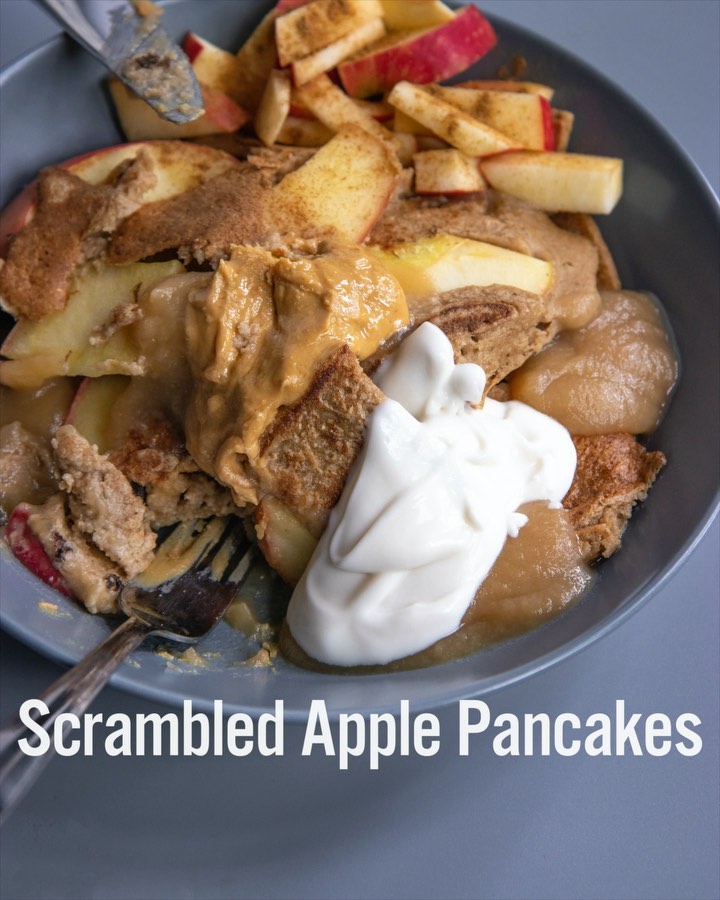 Scrambled Apple Pancakes with Banana and Oats
