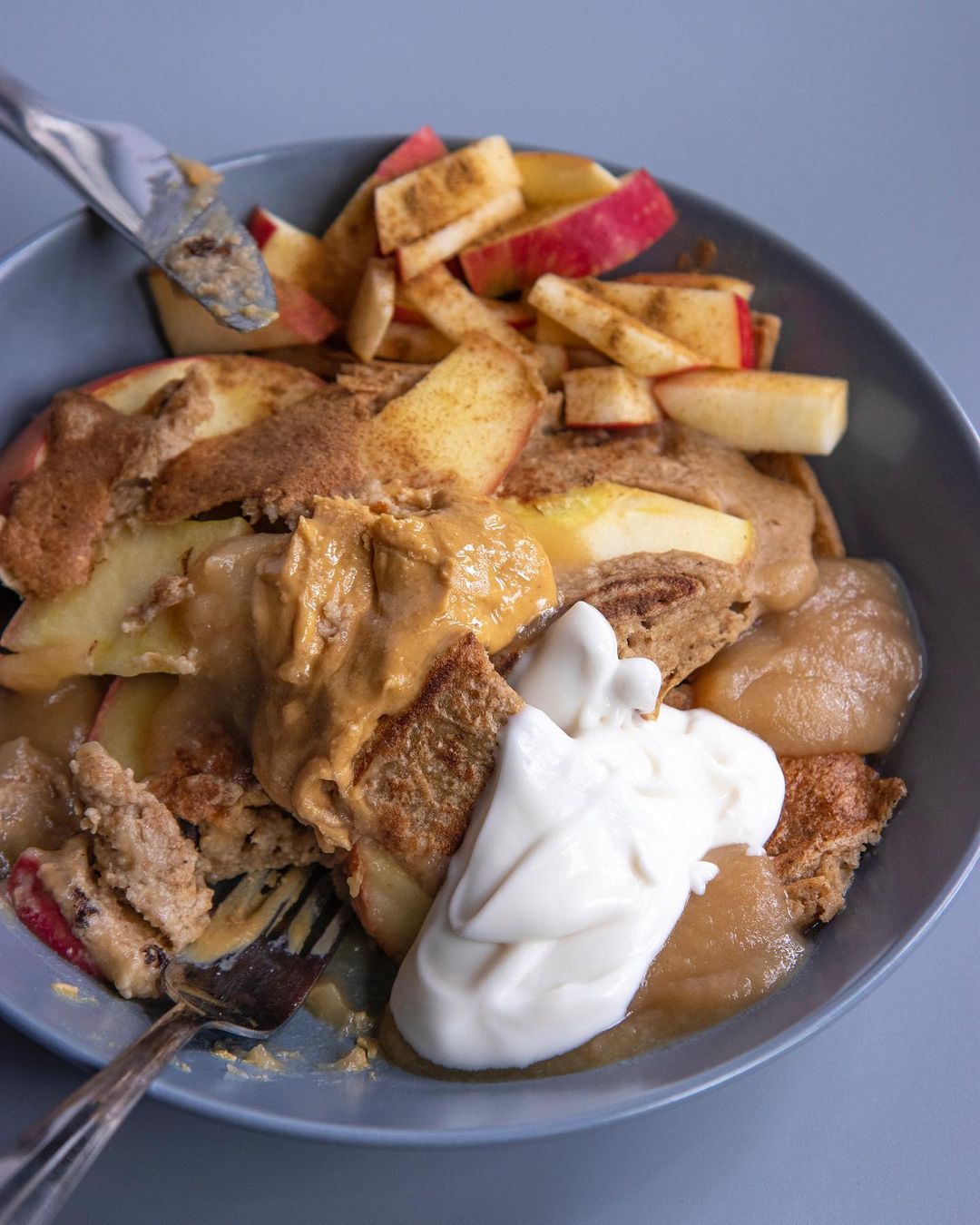 Scrambled Apple Pancakes with Banana and Oats