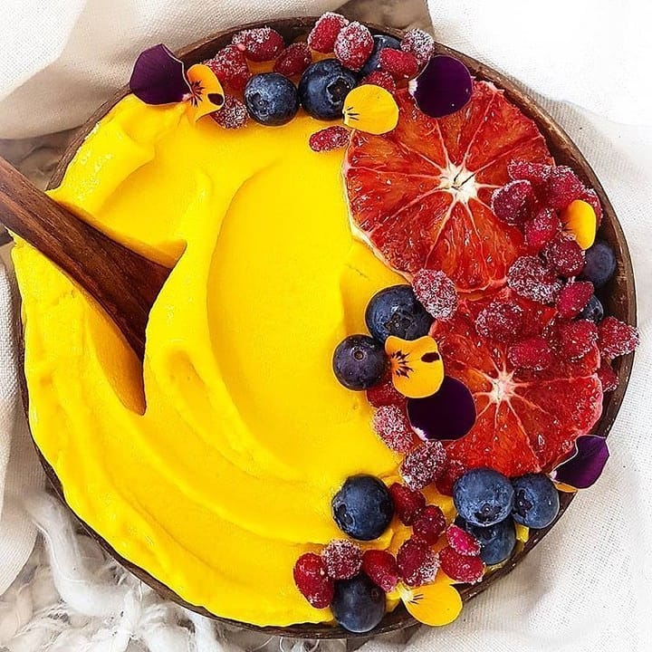 Yellow Mango Banana Smoothie Bowl