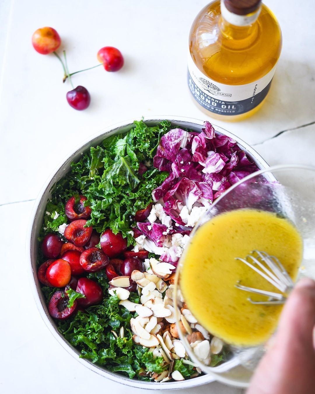 Chopped Kale Salad with Cherries and Spicy Chickpeas