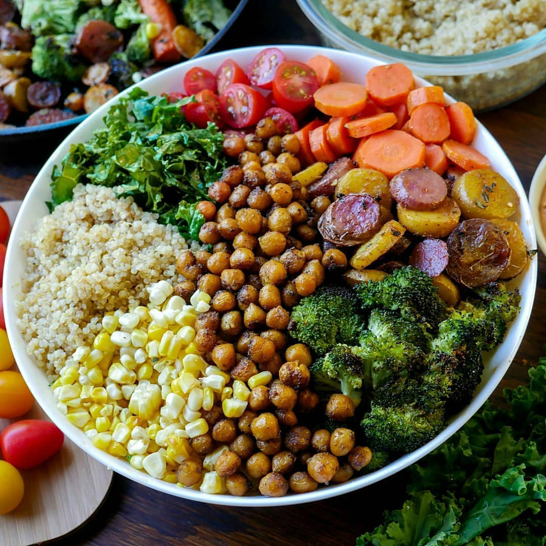 Buddha Bowl with Crispy Ras el Hanout Chickpeas