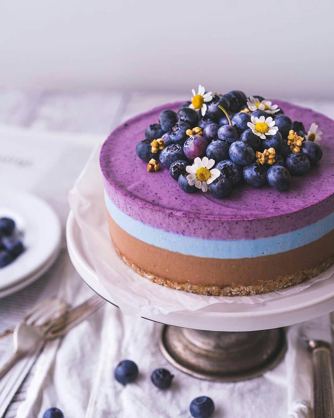 No-Bake Blueberry Mint Chocolate Cake