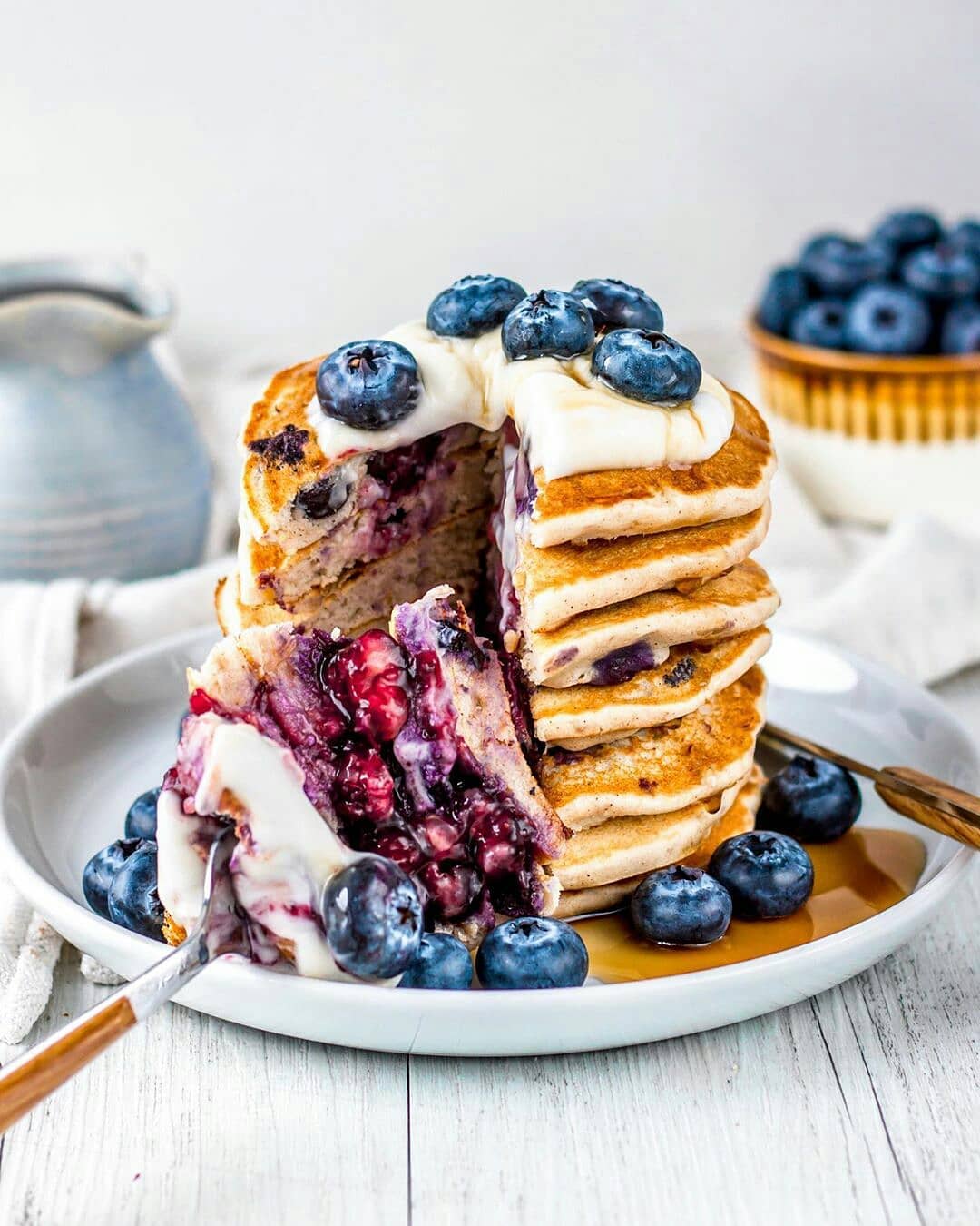 Homemade Fluffy Gluten-Free Blueberry Pancakes
