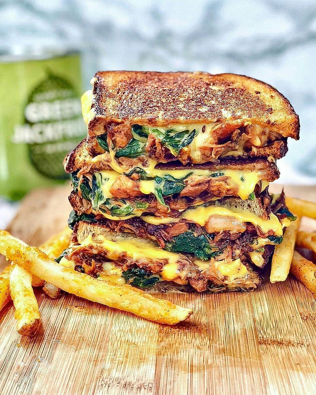 Vegan Bbq Jackfruit Grilled Cheeze Sandwich