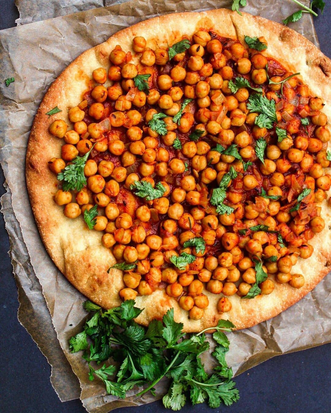 Herby Chickpea Masala Pizza