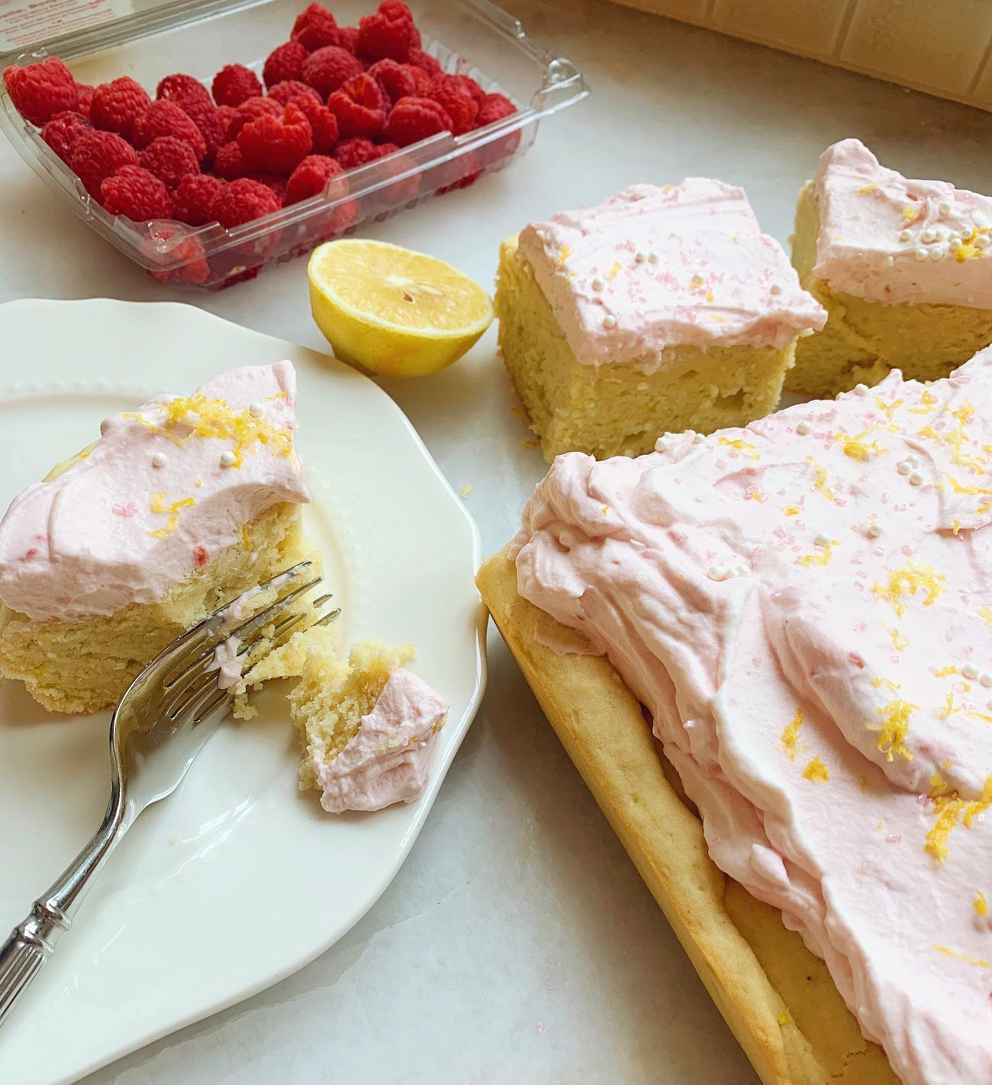 Raspberry Lemon Sheet Cake