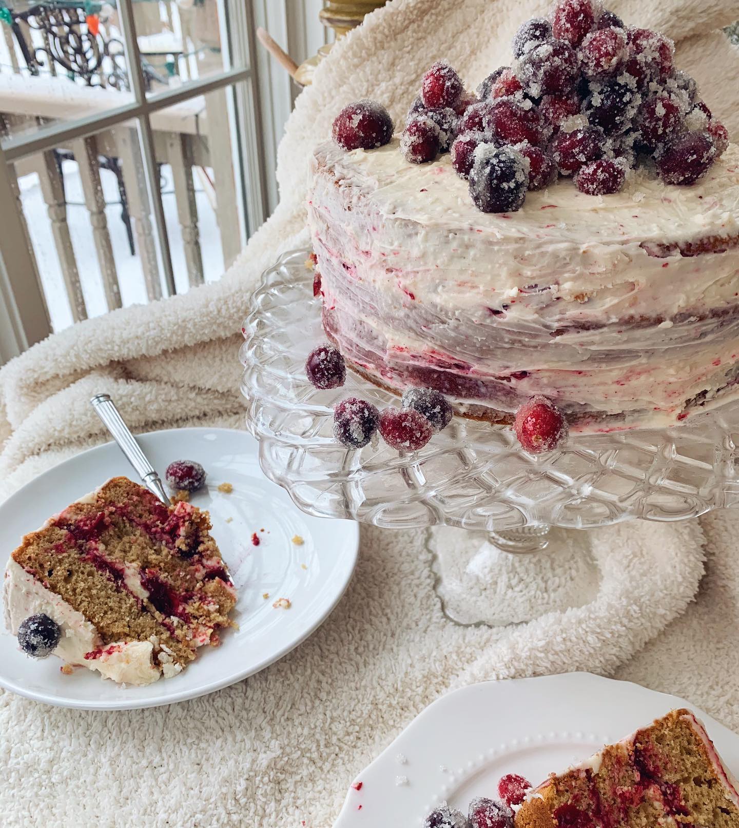 Brown Sugar Cranberry White Chocolate Cake