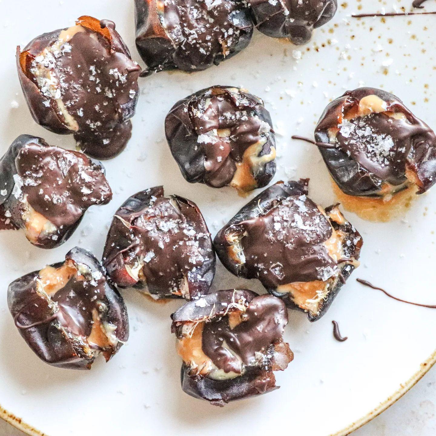 Chocolate Covered Dates with Peanut Butter and Salt