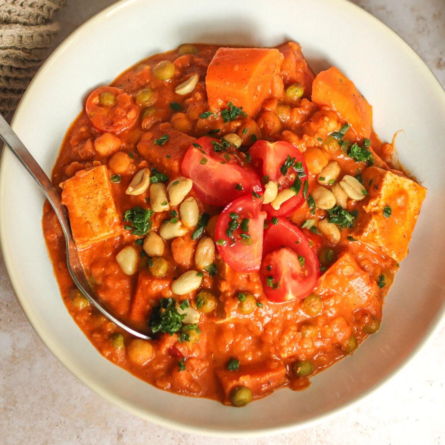 Creamy Sweet Potato Peanut Butter Tofu with Garam Masala