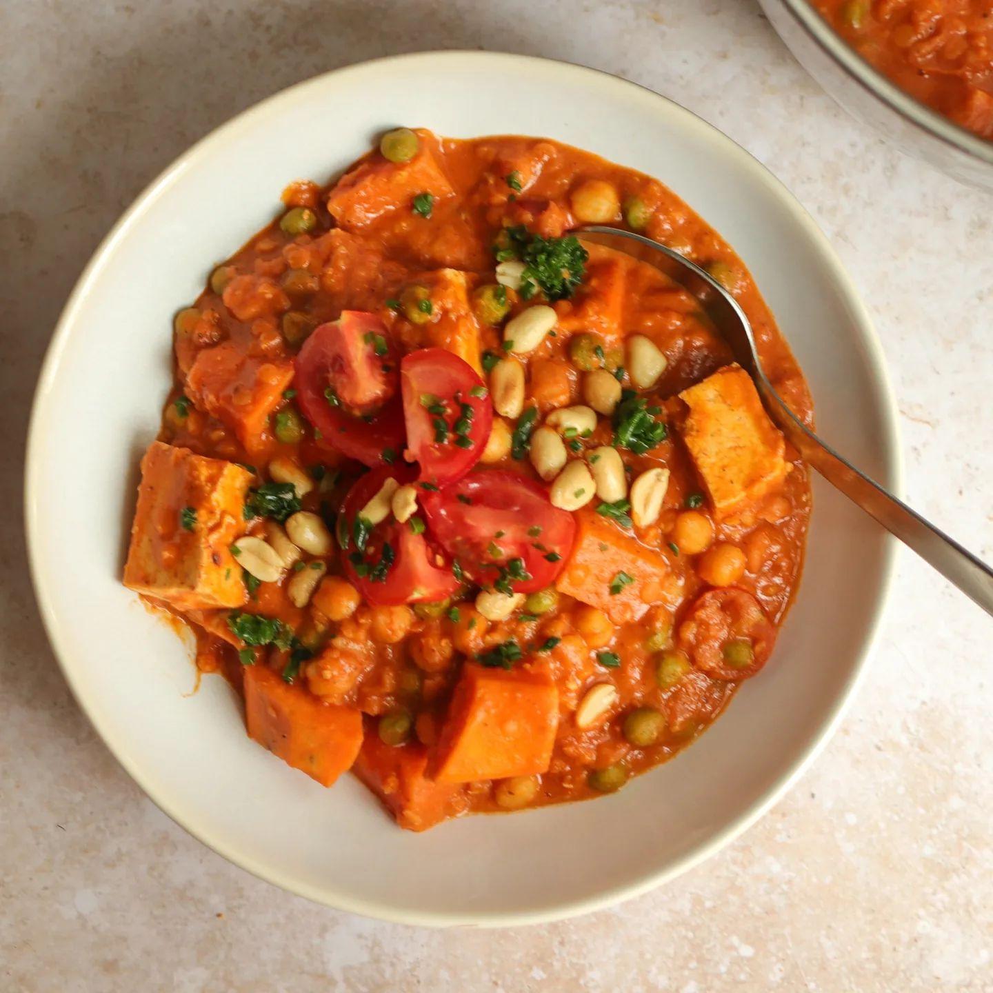 Creamy Sweet Potato Peanut Butter Tofu with Garam Masala