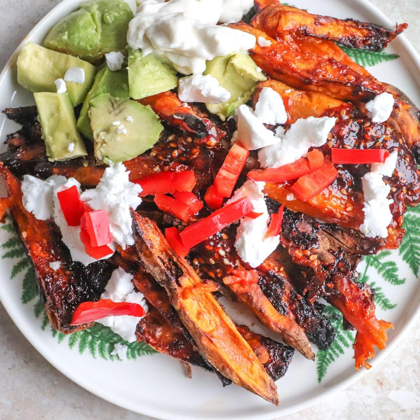 Sticky Sweet Potato Fries with Tangy Sauce