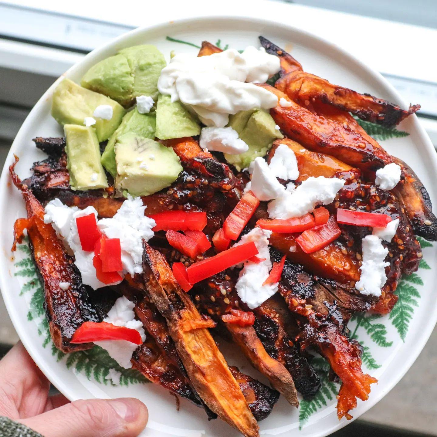 Sticky Sweet Potato Fries with Tangy Sauce