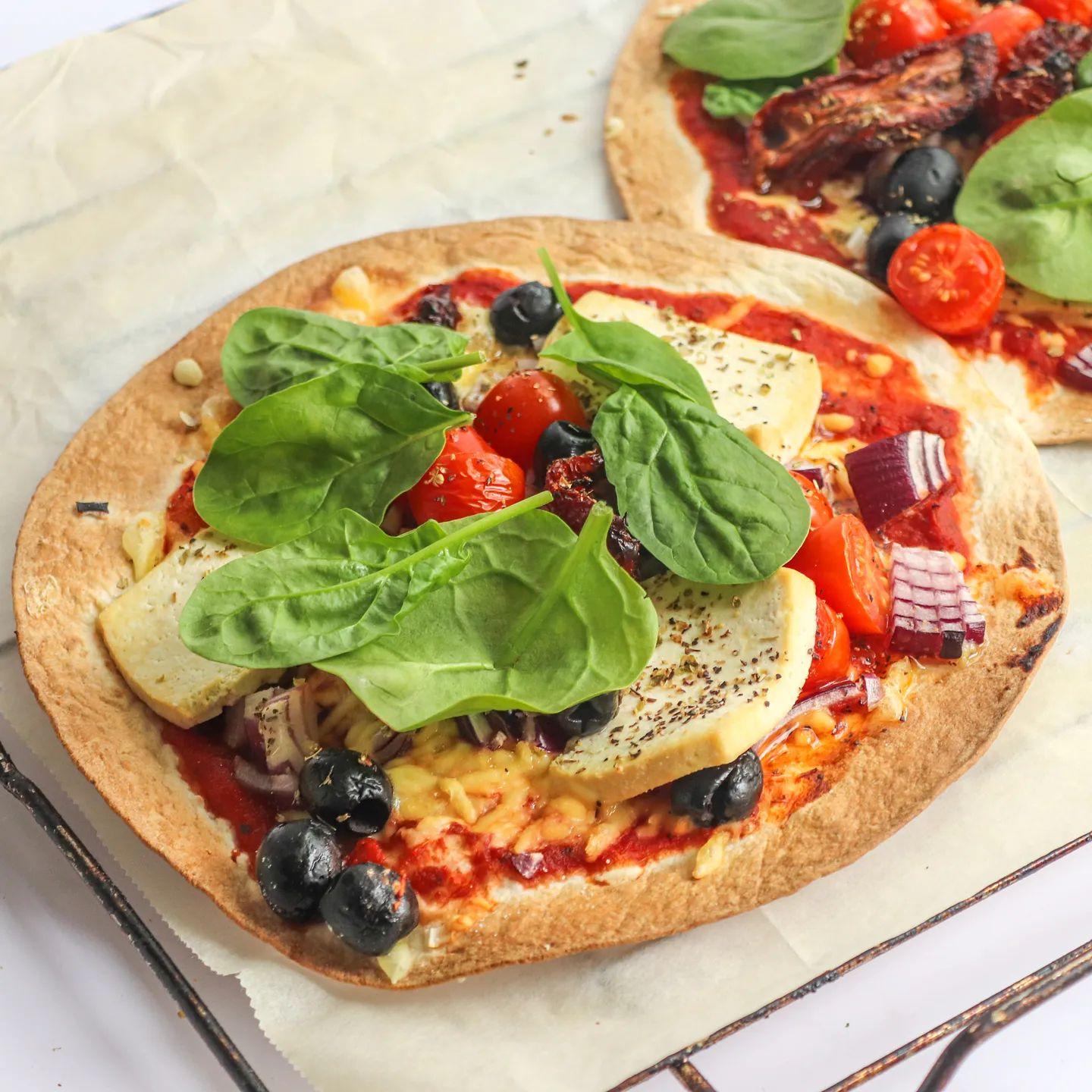 Quick Vegan Tortilla Pizza