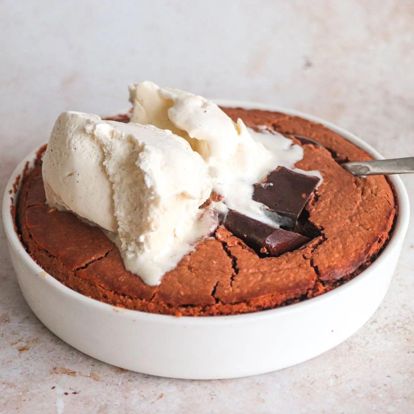 Vegan Chocolate Baked Oatmeal with Ice Cream