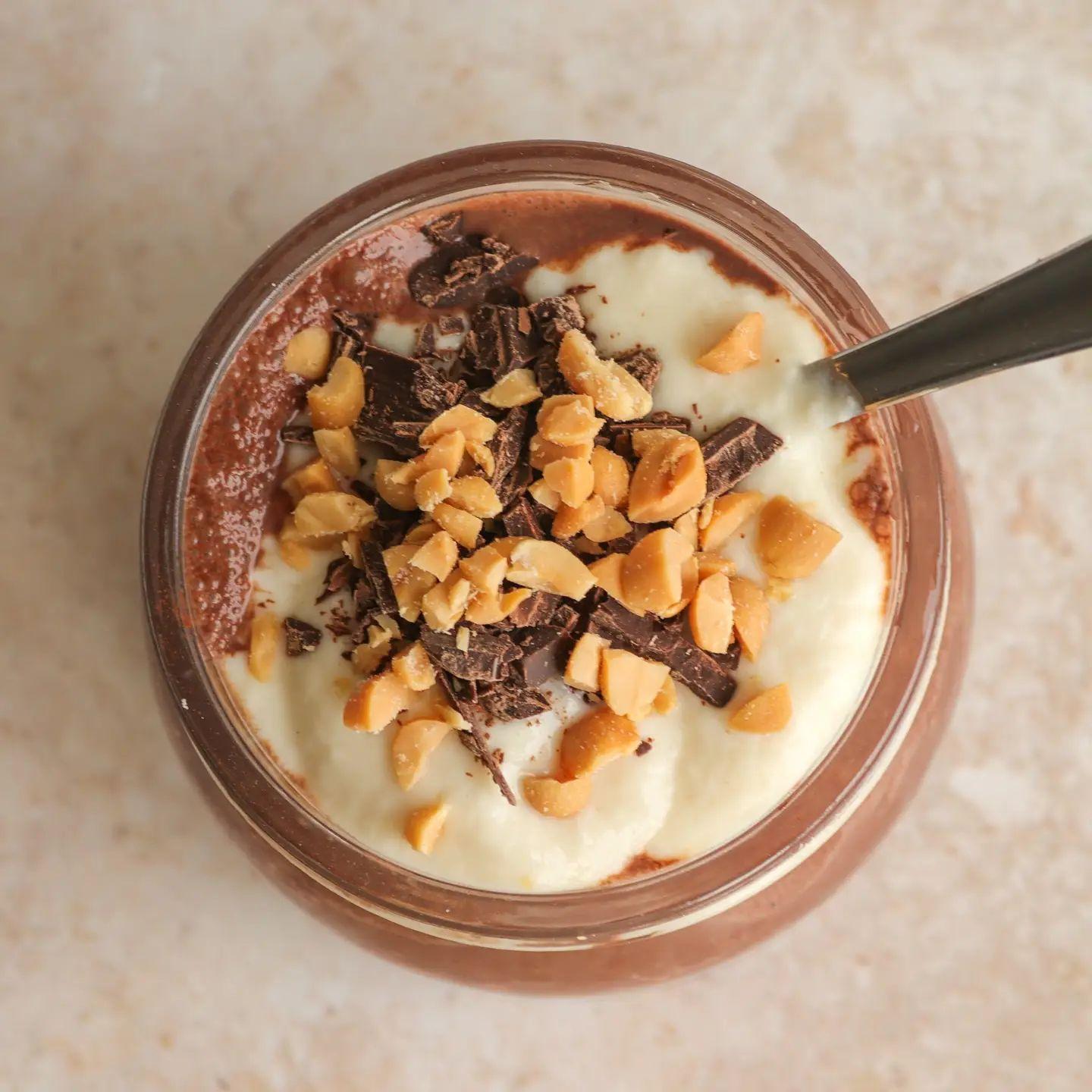 Chocolate Snickers Overnight Oats