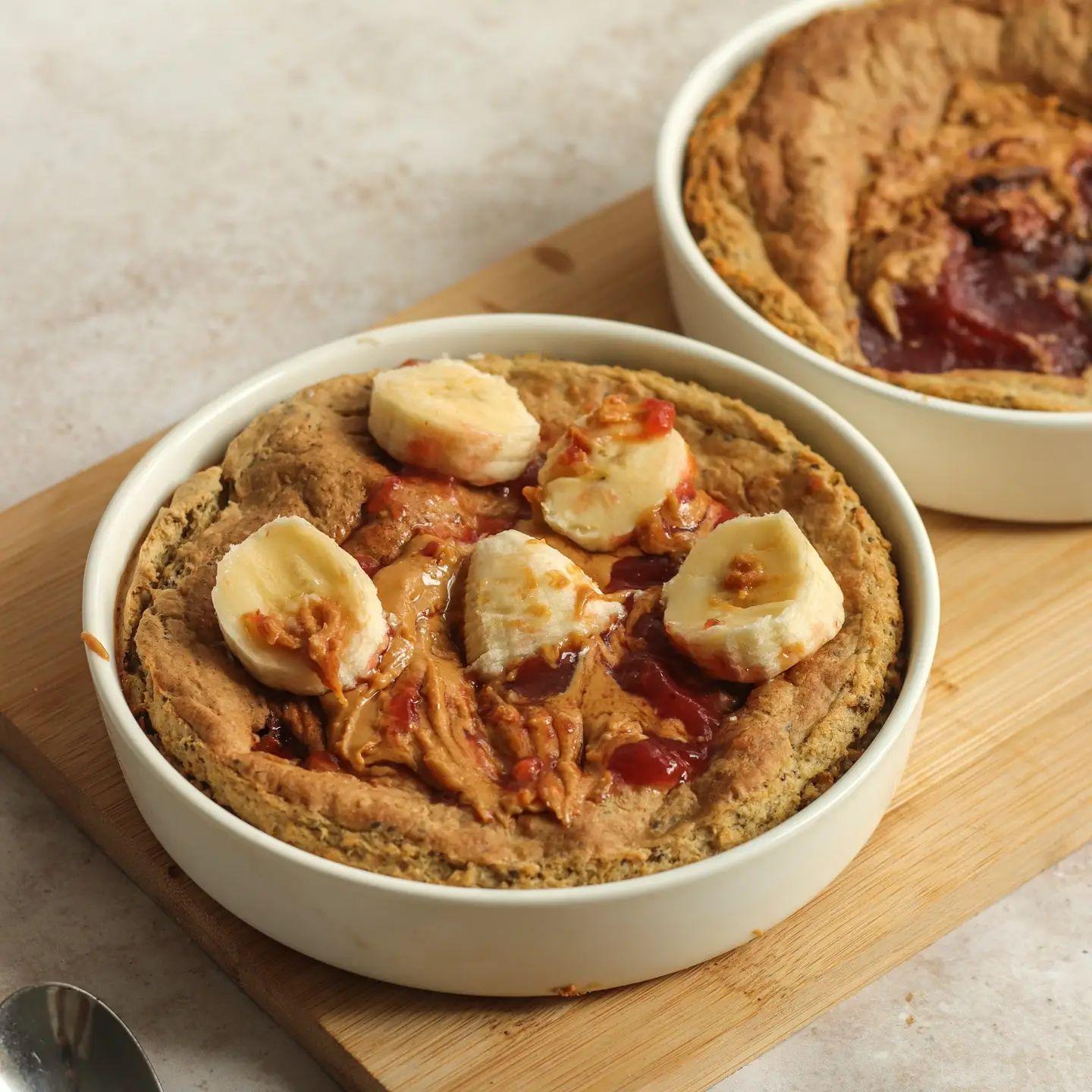 Peanut Butter and Jam Baked Oats