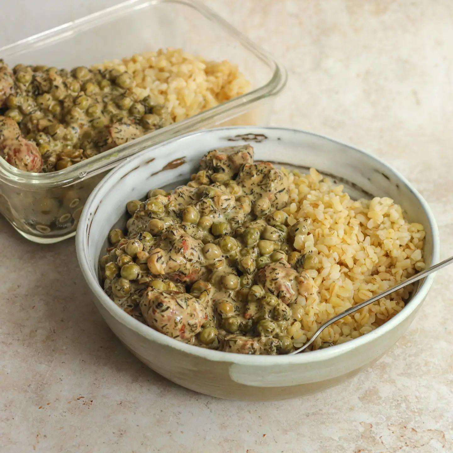 Creamy Vegan Sausage and Pea Skillet