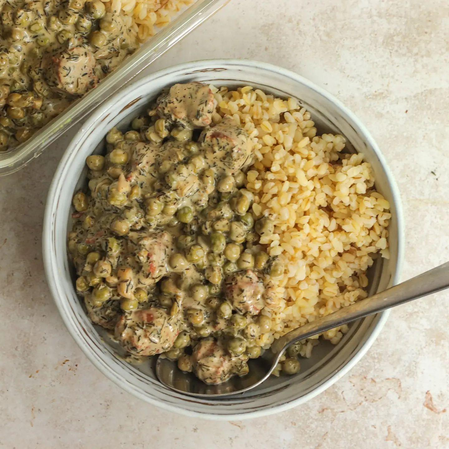 Creamy Vegan Sausage and Pea Skillet