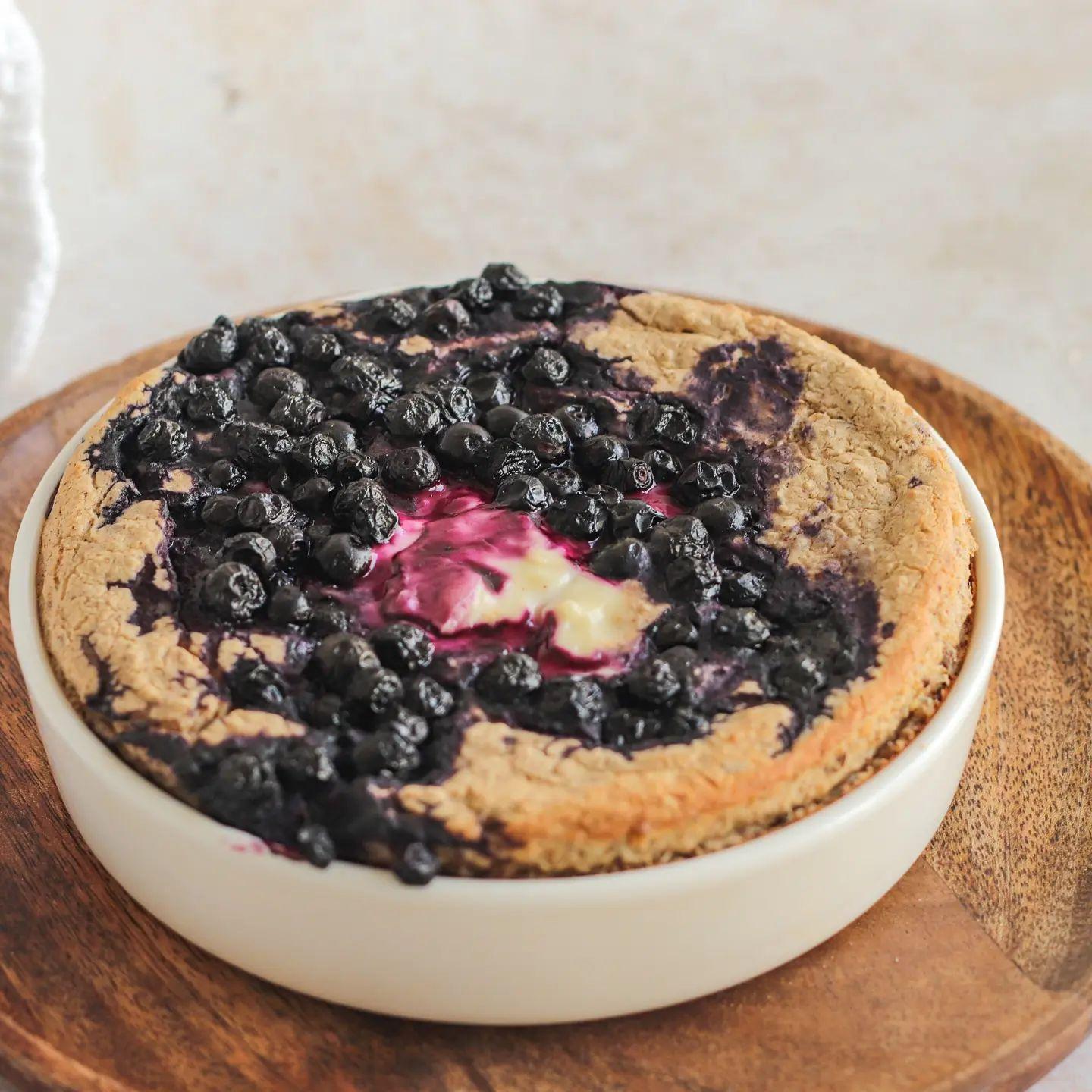 Blueberry and Cinnamon Baked Oatmeal with Ice Cream or Yoghurt