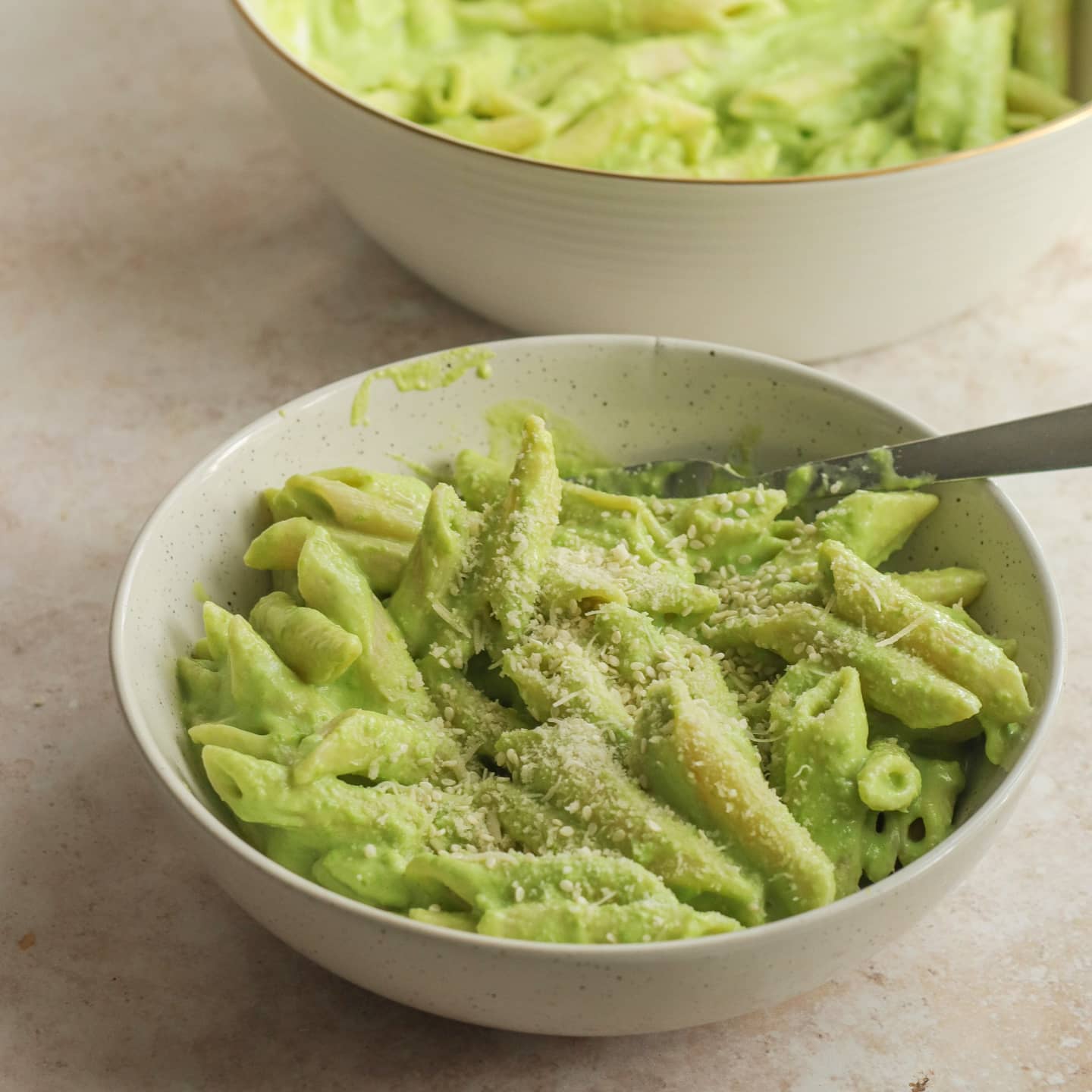 Creamy Pea and Avocado Pasta Dressing with Hidden Greens