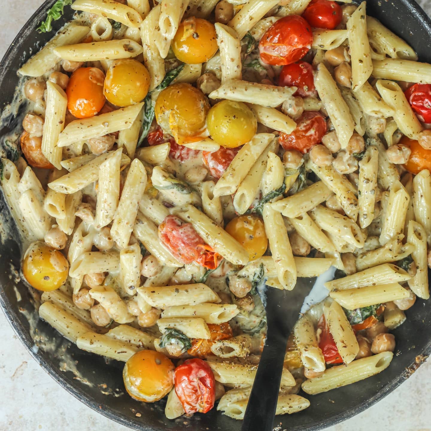 Creamy Tomato and Chickpea Pasta Delight