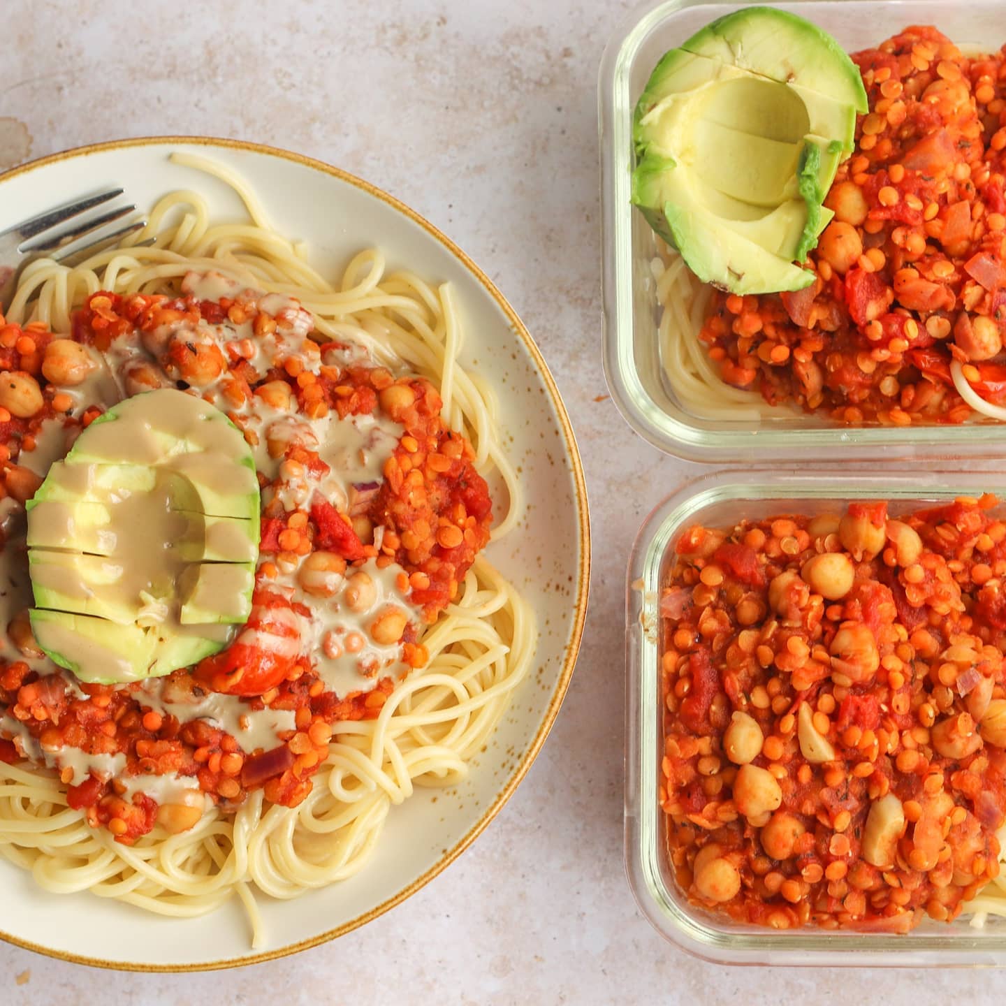Red Lentil Bolognese with Spaghetti