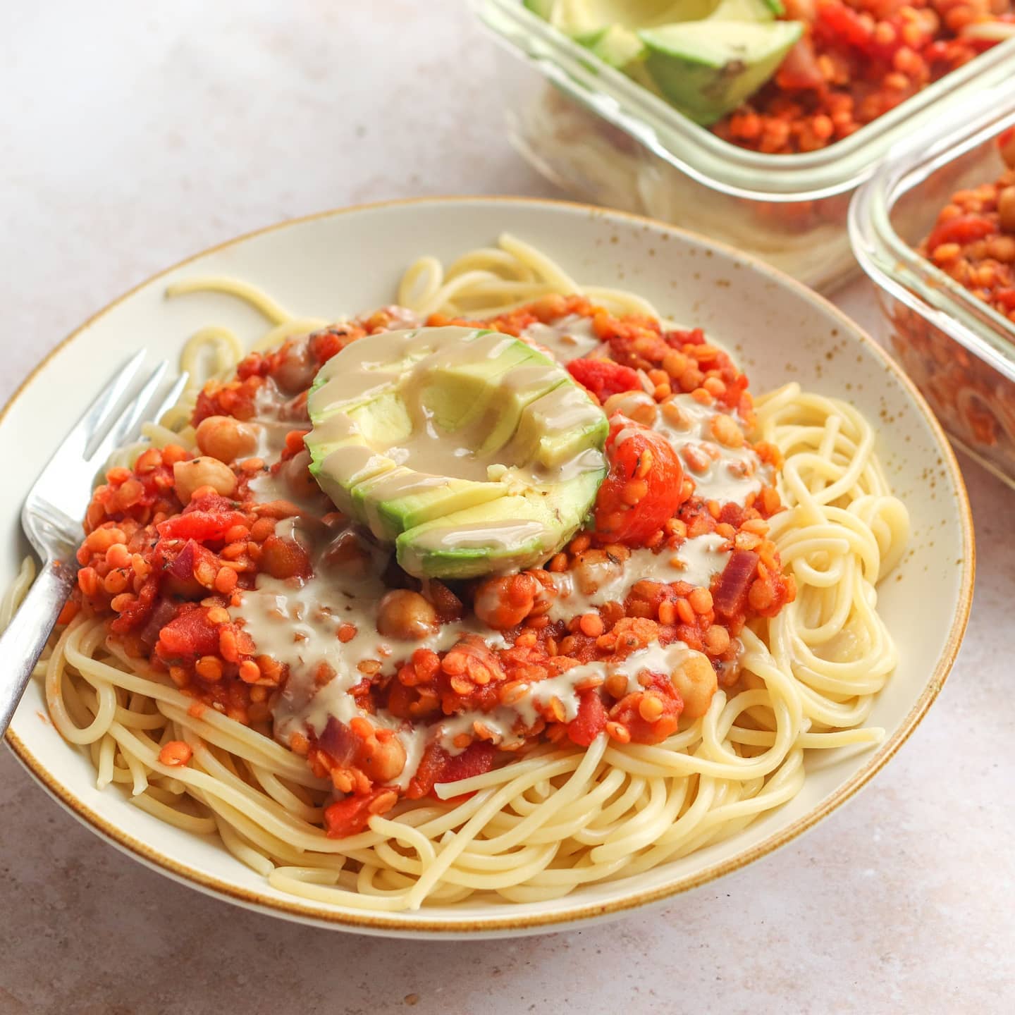 Red Lentil Bolognese with Spaghetti