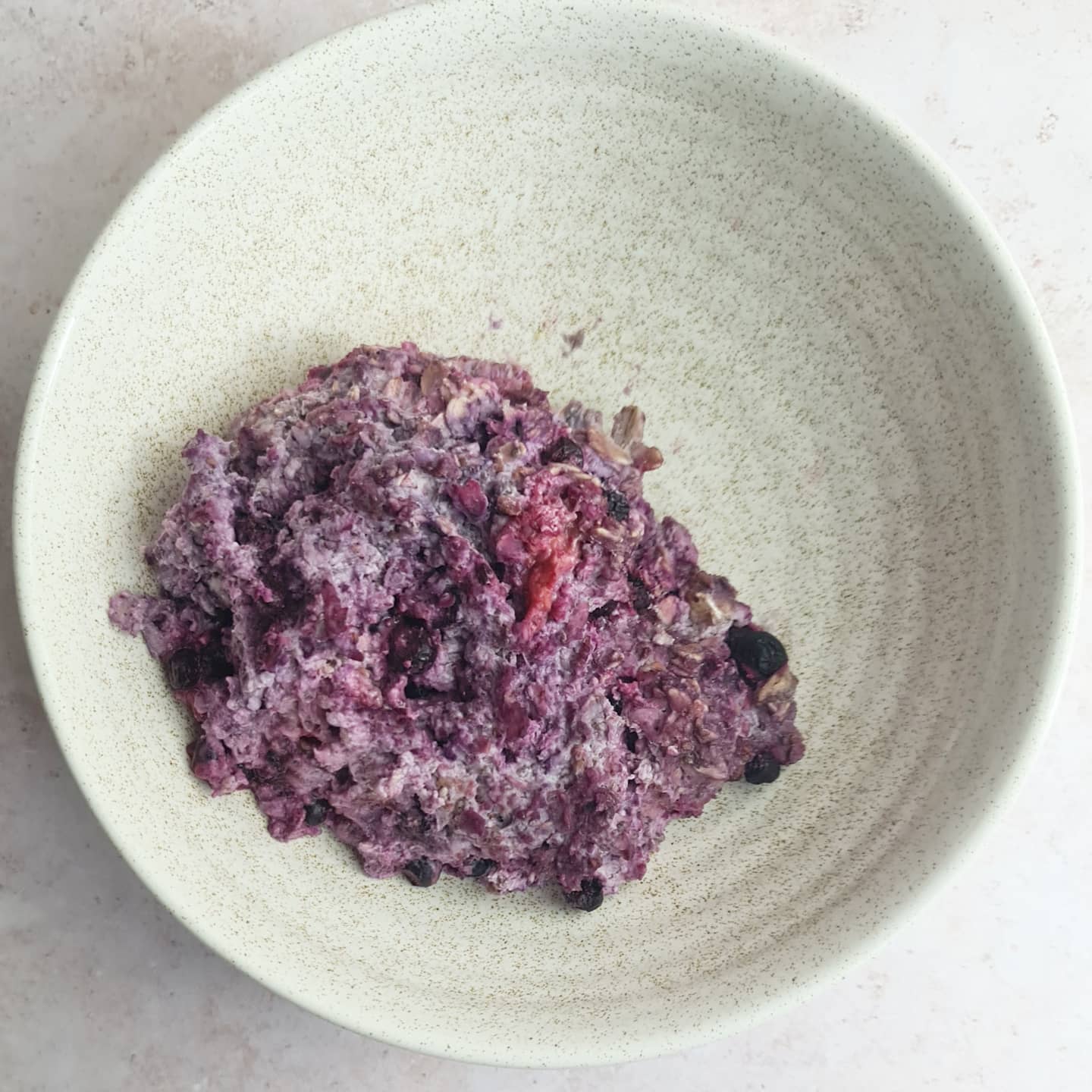 Blueberry Overnight Oats with Fruit Salad and Chocolate Ice Coffee