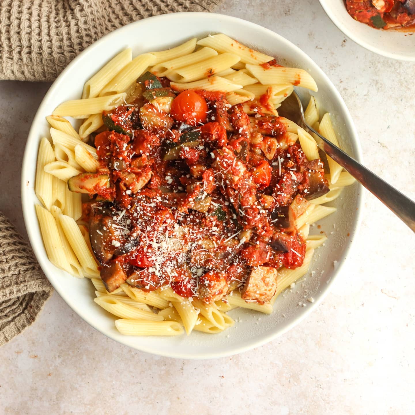 Quick and Delicious Pasta with Zucchini, Eggplant, and Tofu