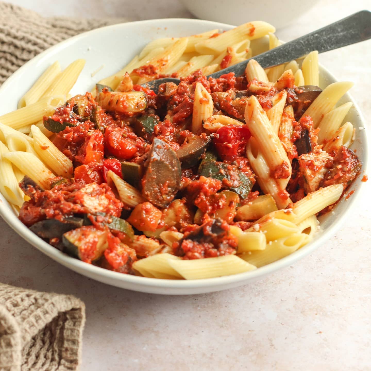 Quick and Delicious Pasta with Zucchini, Eggplant, and Tofu