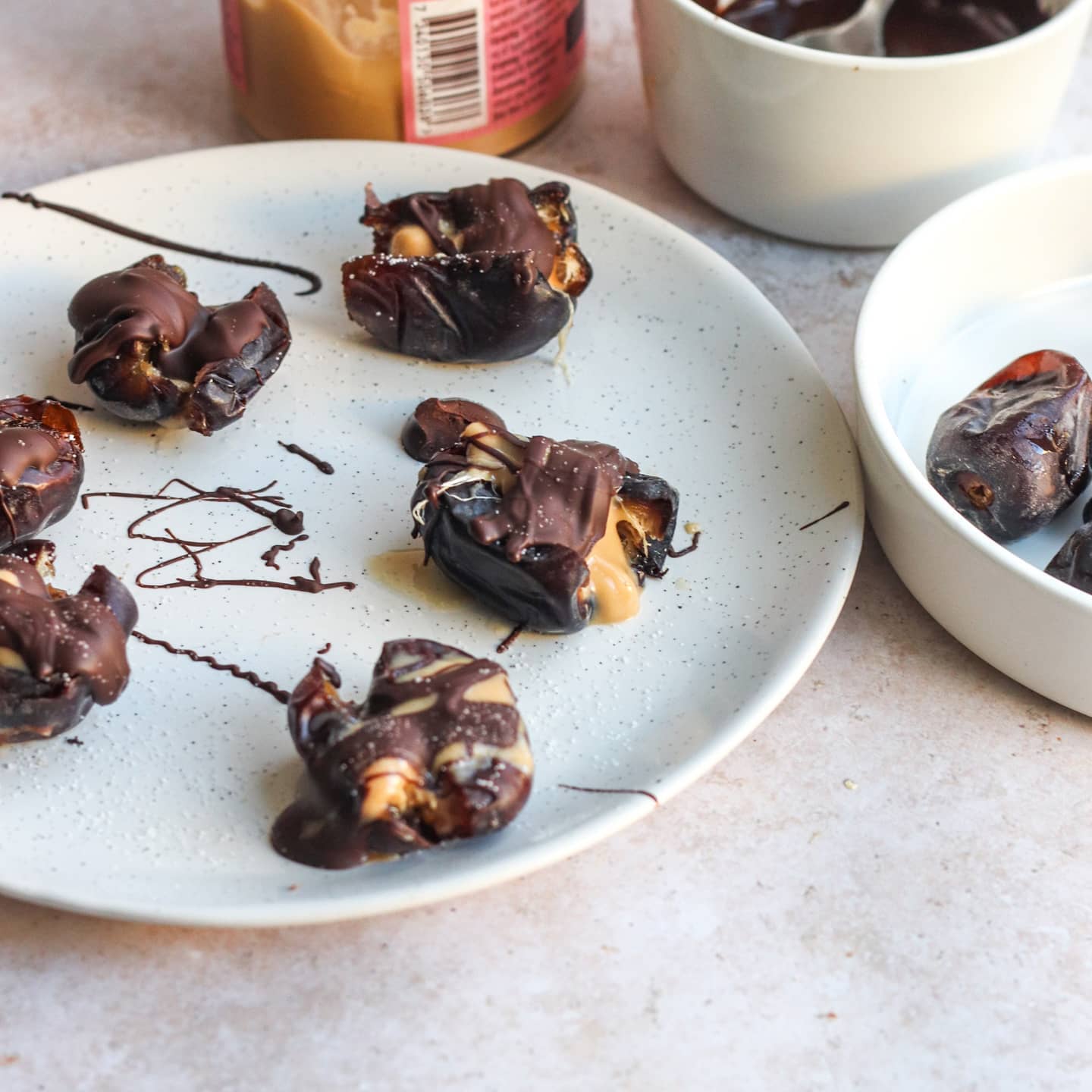 Stuffed Dates with Cashew Butter and Chocolate