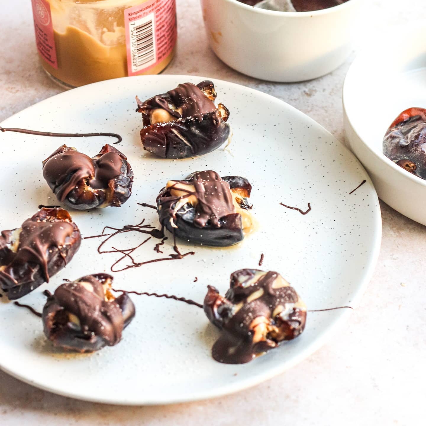 Stuffed Dates with Cashew Butter and Chocolate