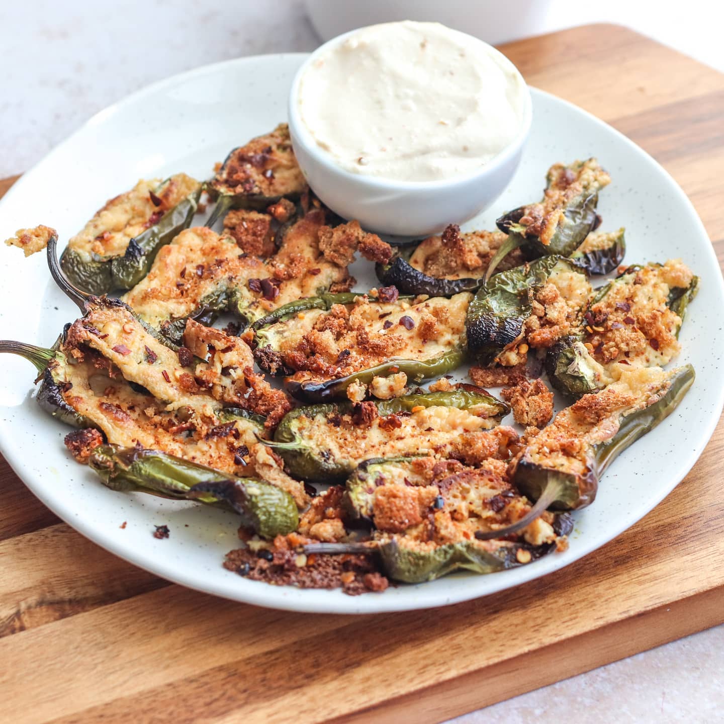 Spicy Tofu Cream Cheese Stuffed Padrons