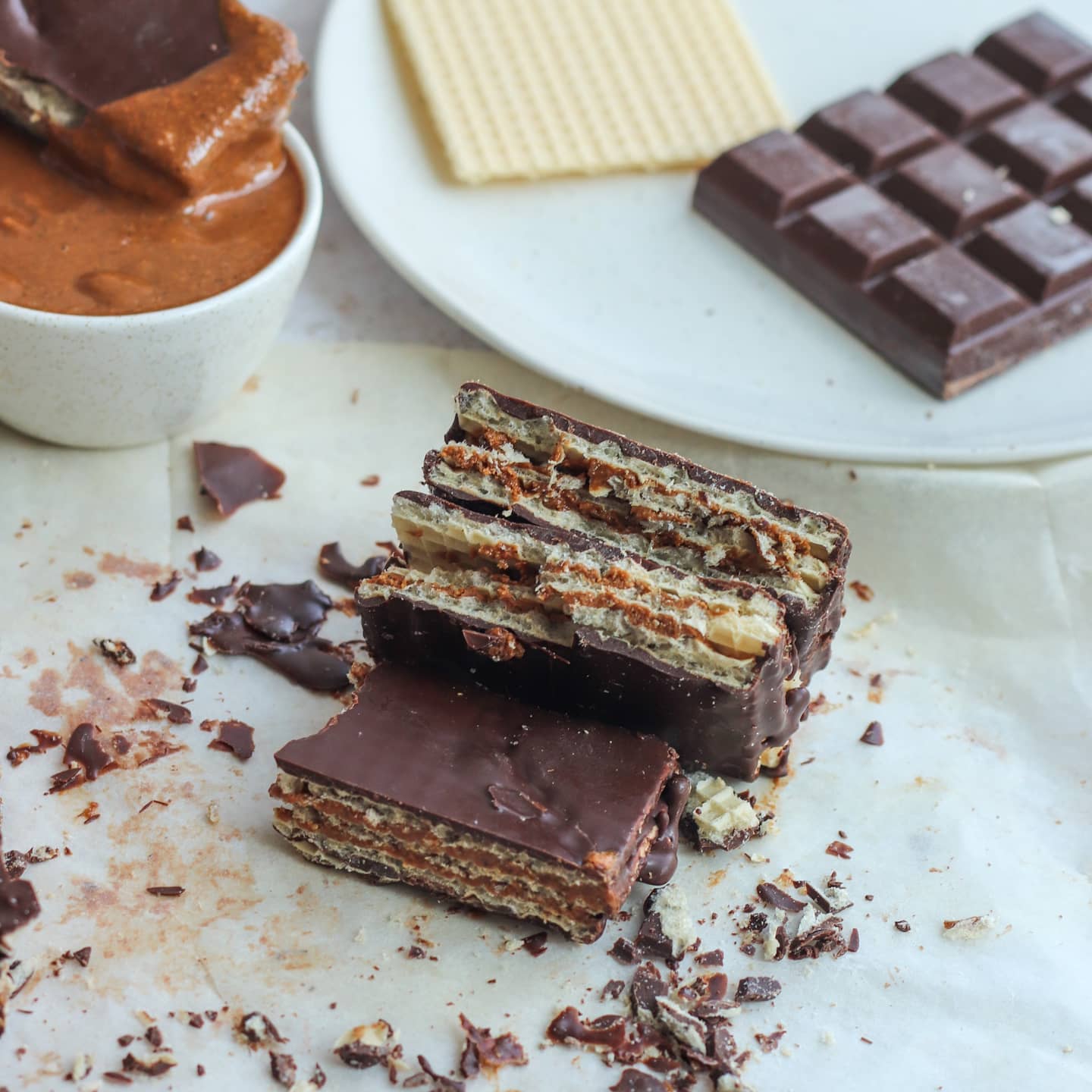 Vegan Hazelnut White Chocolate Wafer Bars