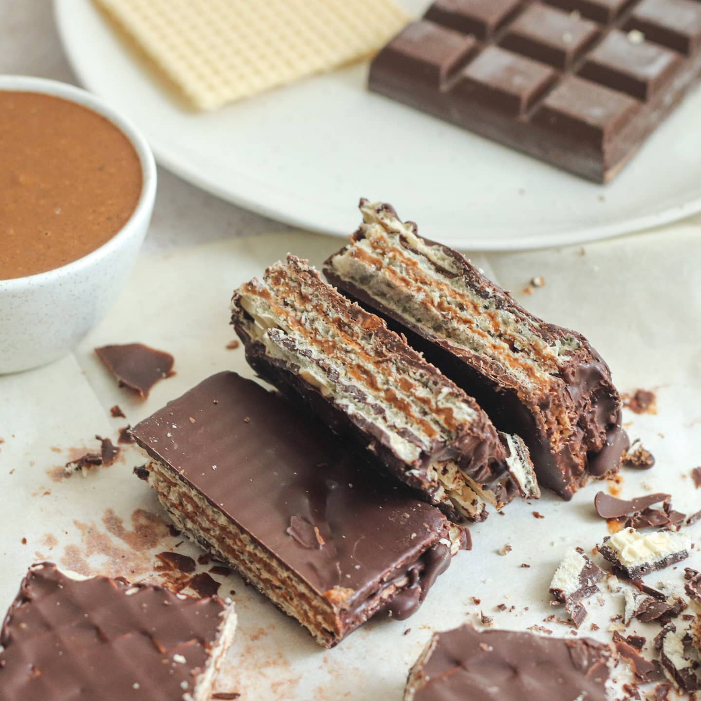Vegan Hazelnut White Chocolate Wafer Bars