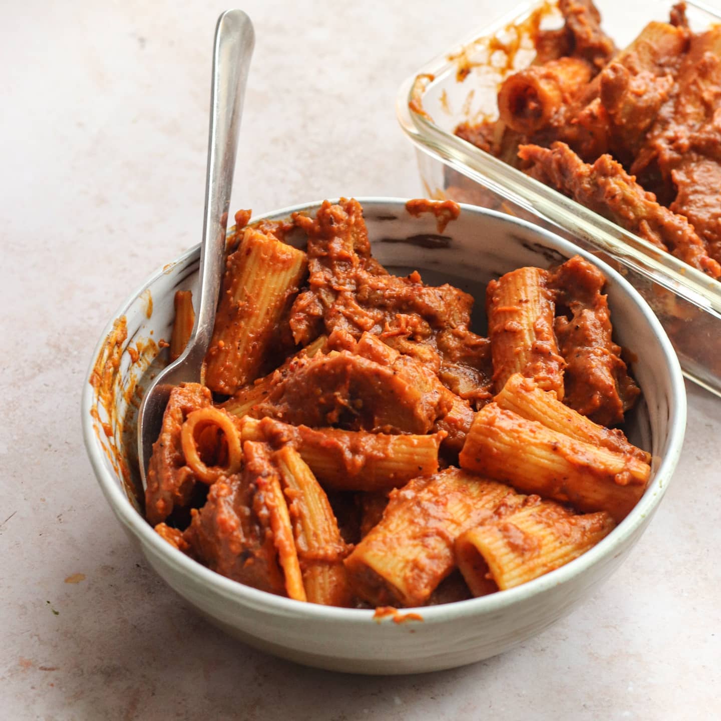 Creamy Roasted Red Bell Pepper and Sweet Potato Pasta