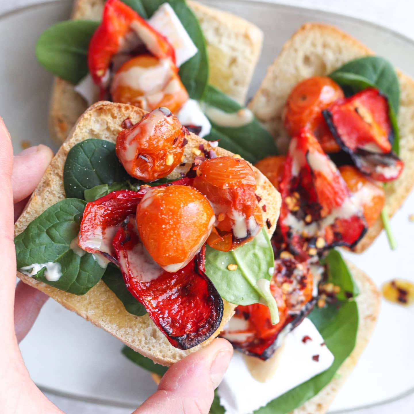 Vegan Breakfast Toast with Roasted Veggies