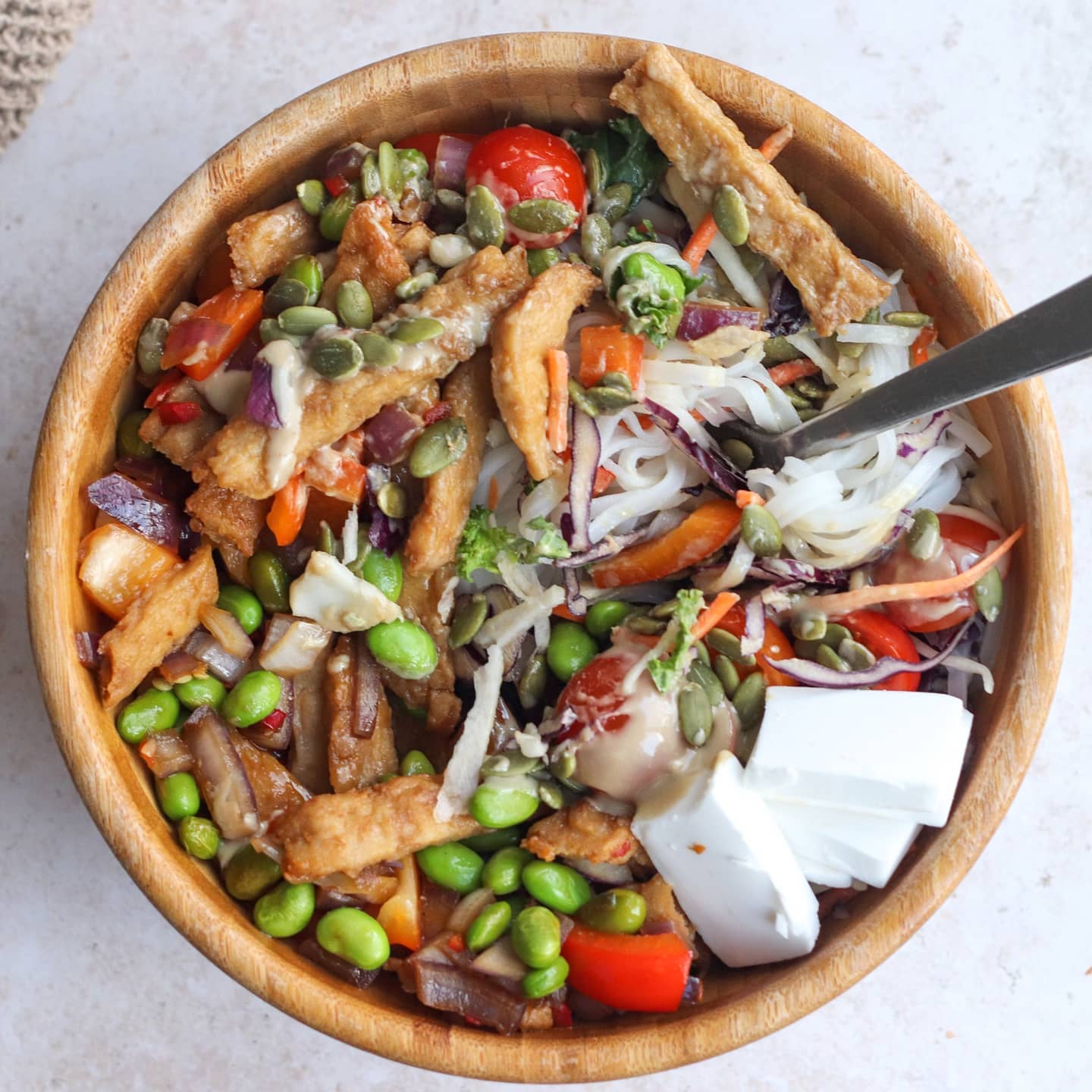 Easy Vegan Chicken Noodle Stir-Fry Bowl