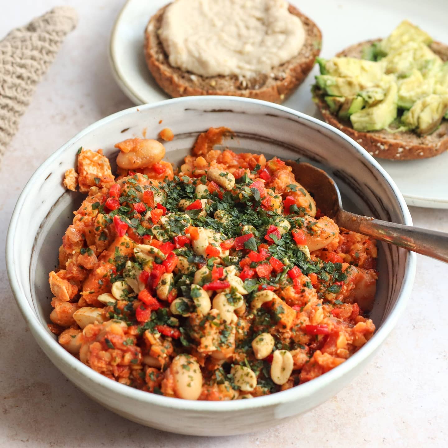 Spicy Red Lentil, Sweet Potato, and White Bean Dahl