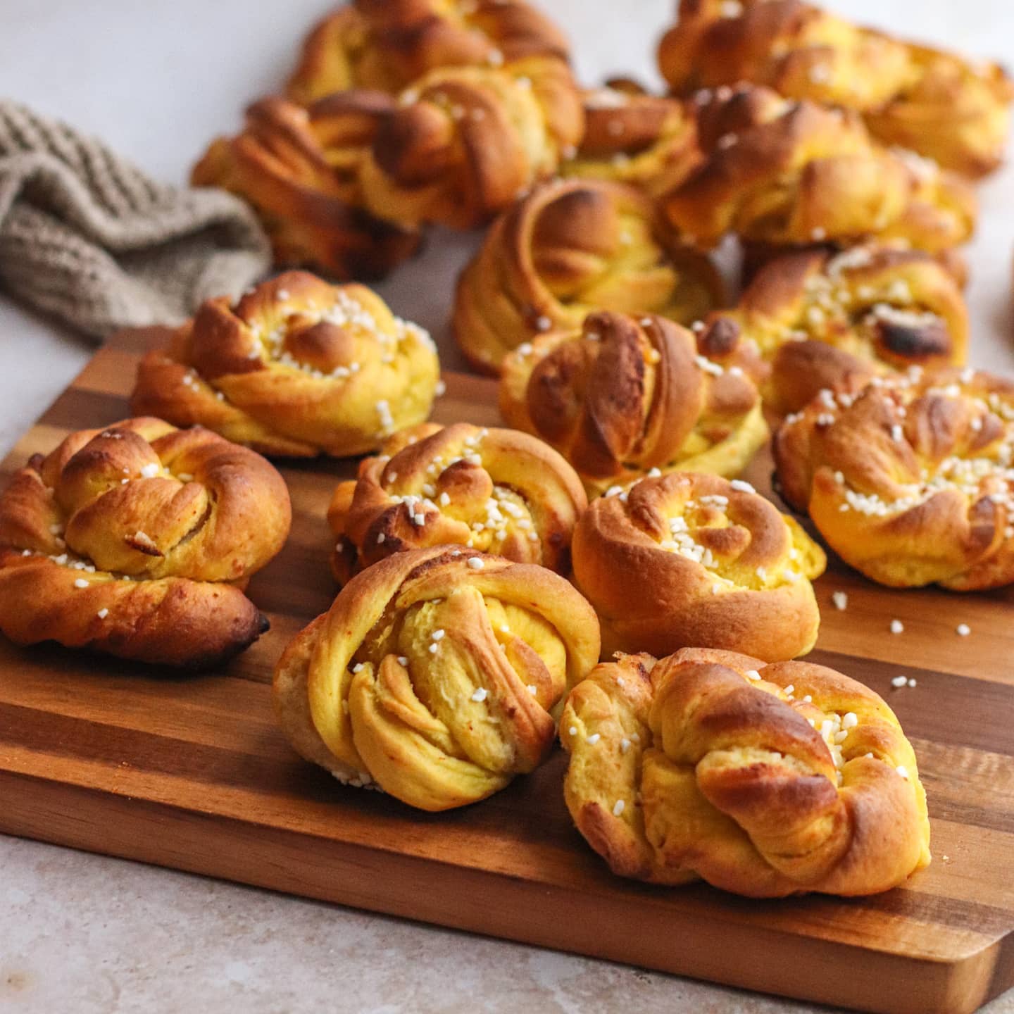 Saffron Buns with Almond Paste Filling