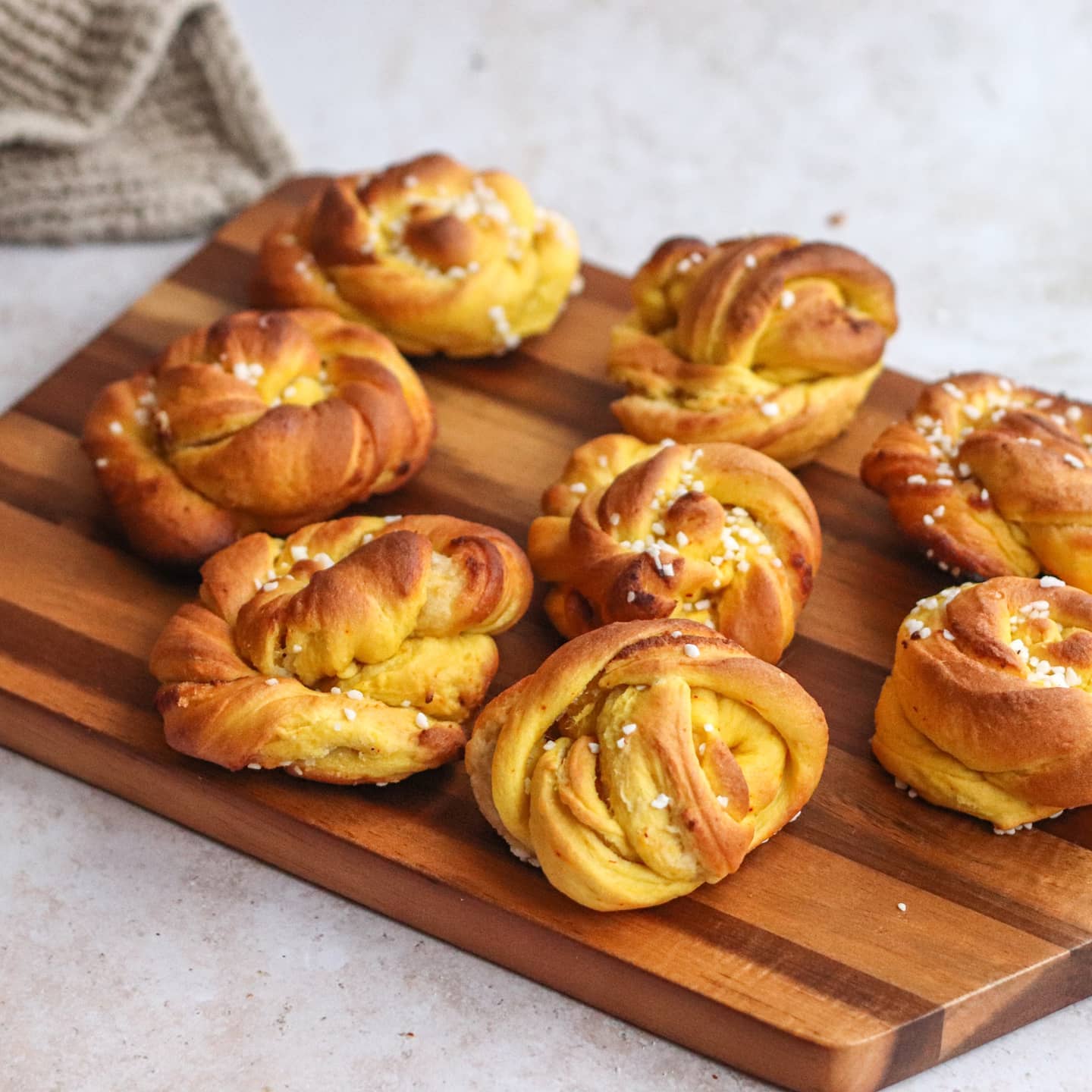Saffron Buns with Almond Paste Filling