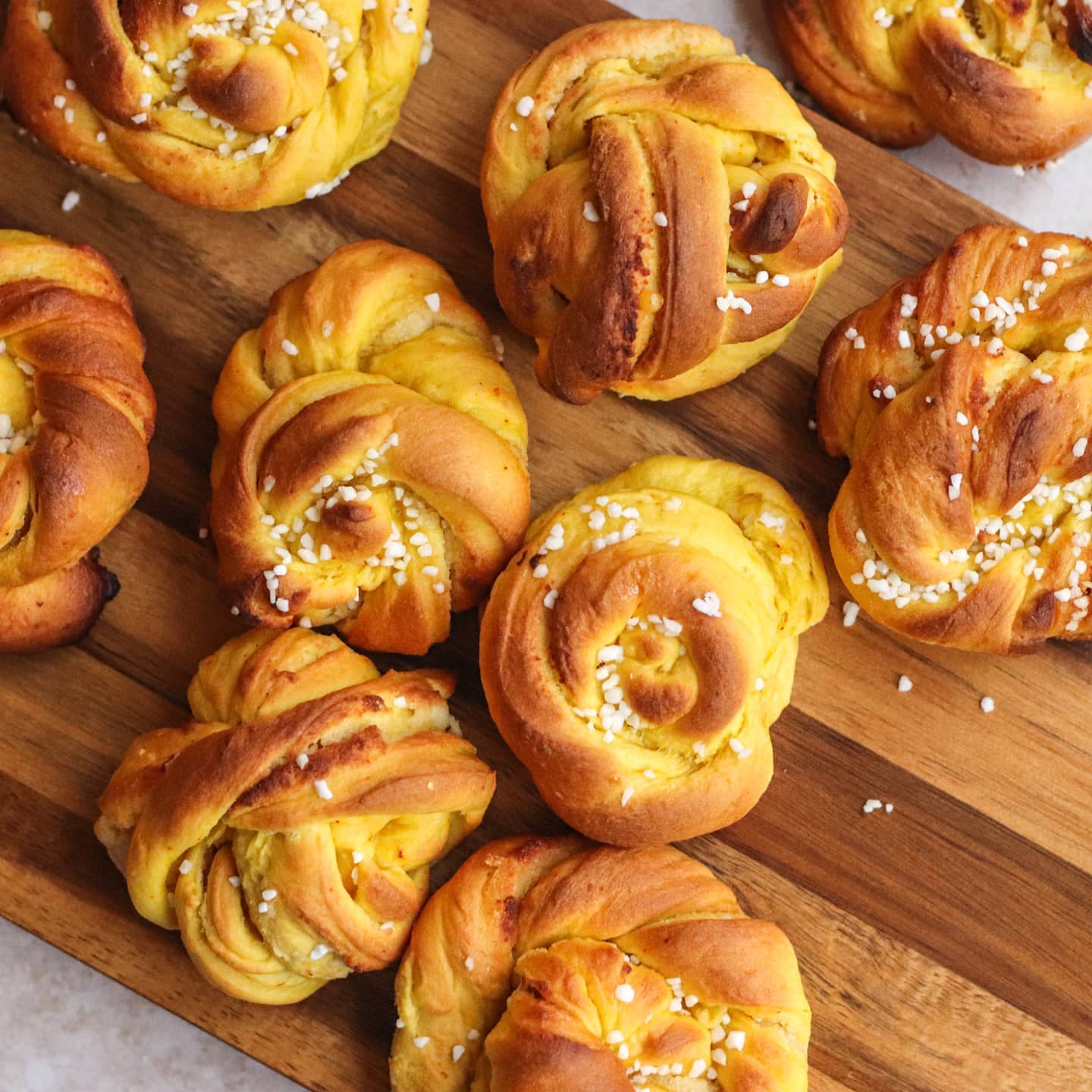 Saffron Buns with Almond Paste Filling