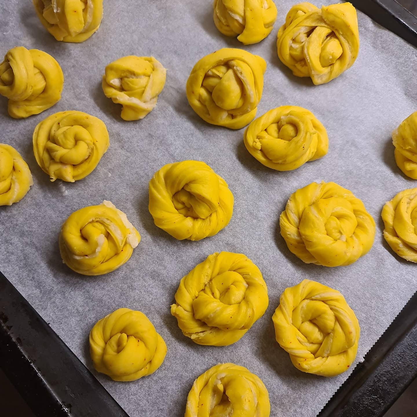 Saffron Buns with Almond Paste Filling