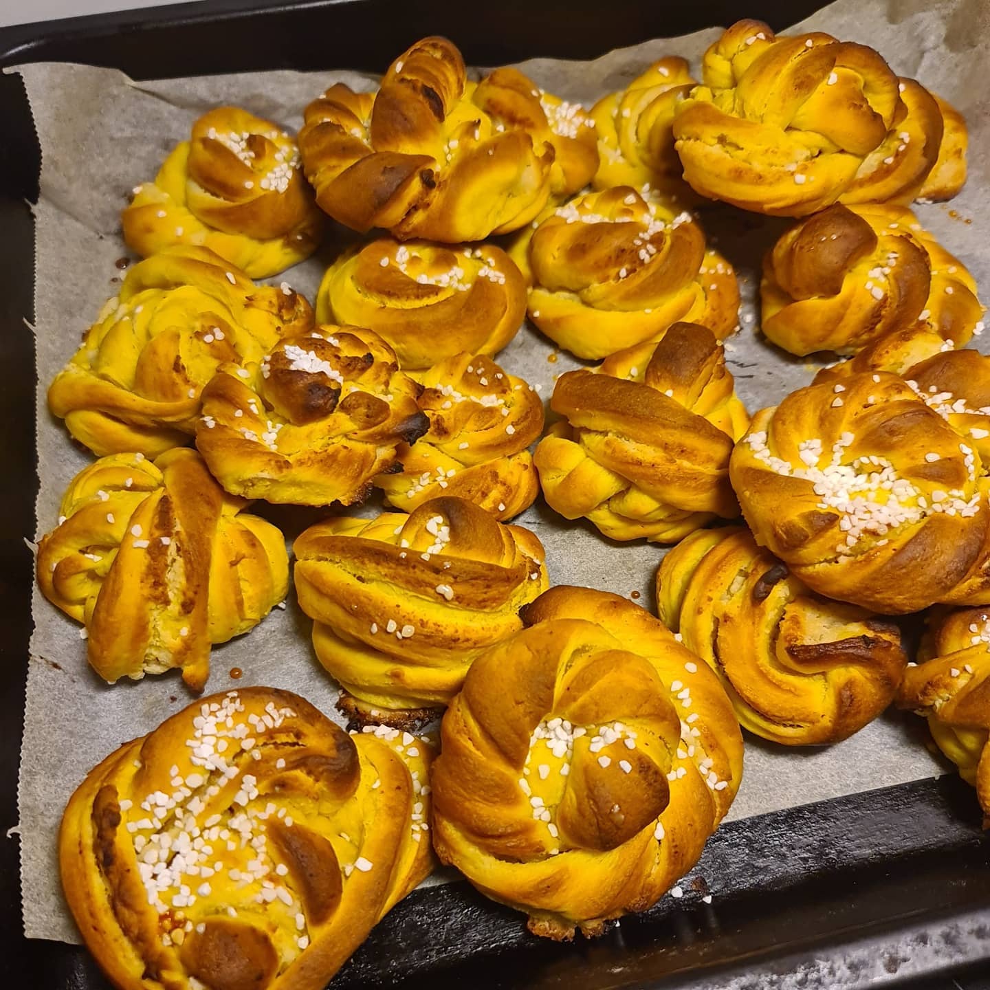 Saffron Buns with Almond Paste Filling